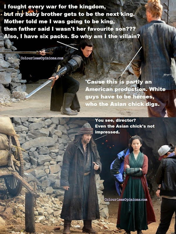 Andy On, Nicholas Cage and Crystal Liu Yifei in Outcast 2014 movie still meme
