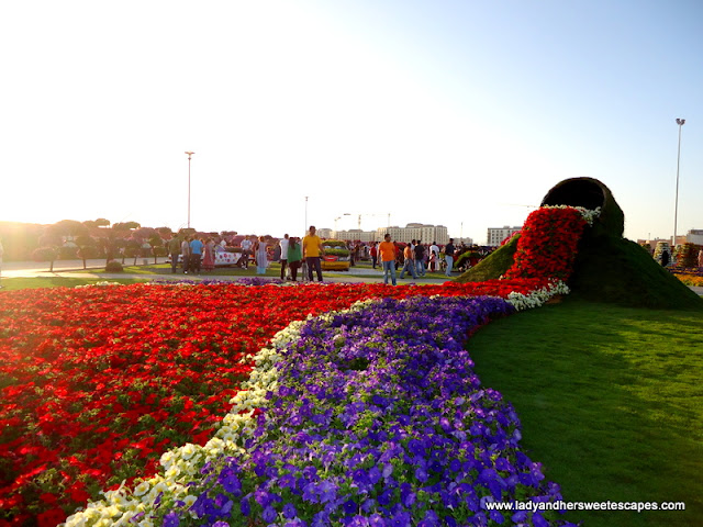 bucket of flowers at Miracle Garden