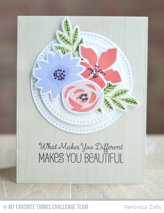 What Makes You Different Card by Veronica Zalis featuring the Modern Blooms stamp set and Die-namics and the Cross-Stitch CIrcle STAX Die-namics