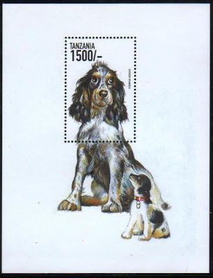 1999年タンザニア連合共和国 コッカー・スパニエルの親子の切手シート