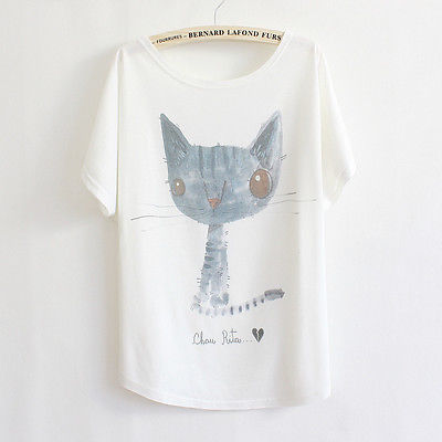Blue cat  t-shirt