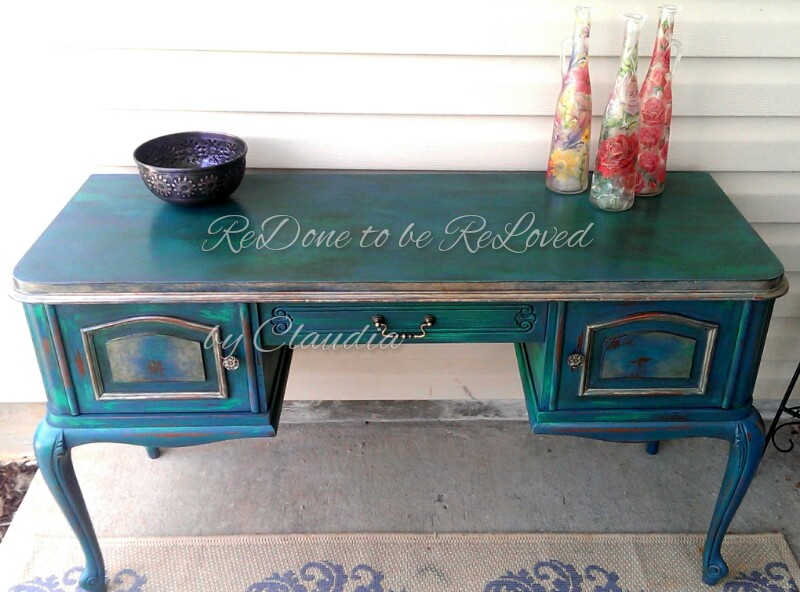ReDone To Be ReLoved Peacock Green Painted Desk AKA "Isabella"