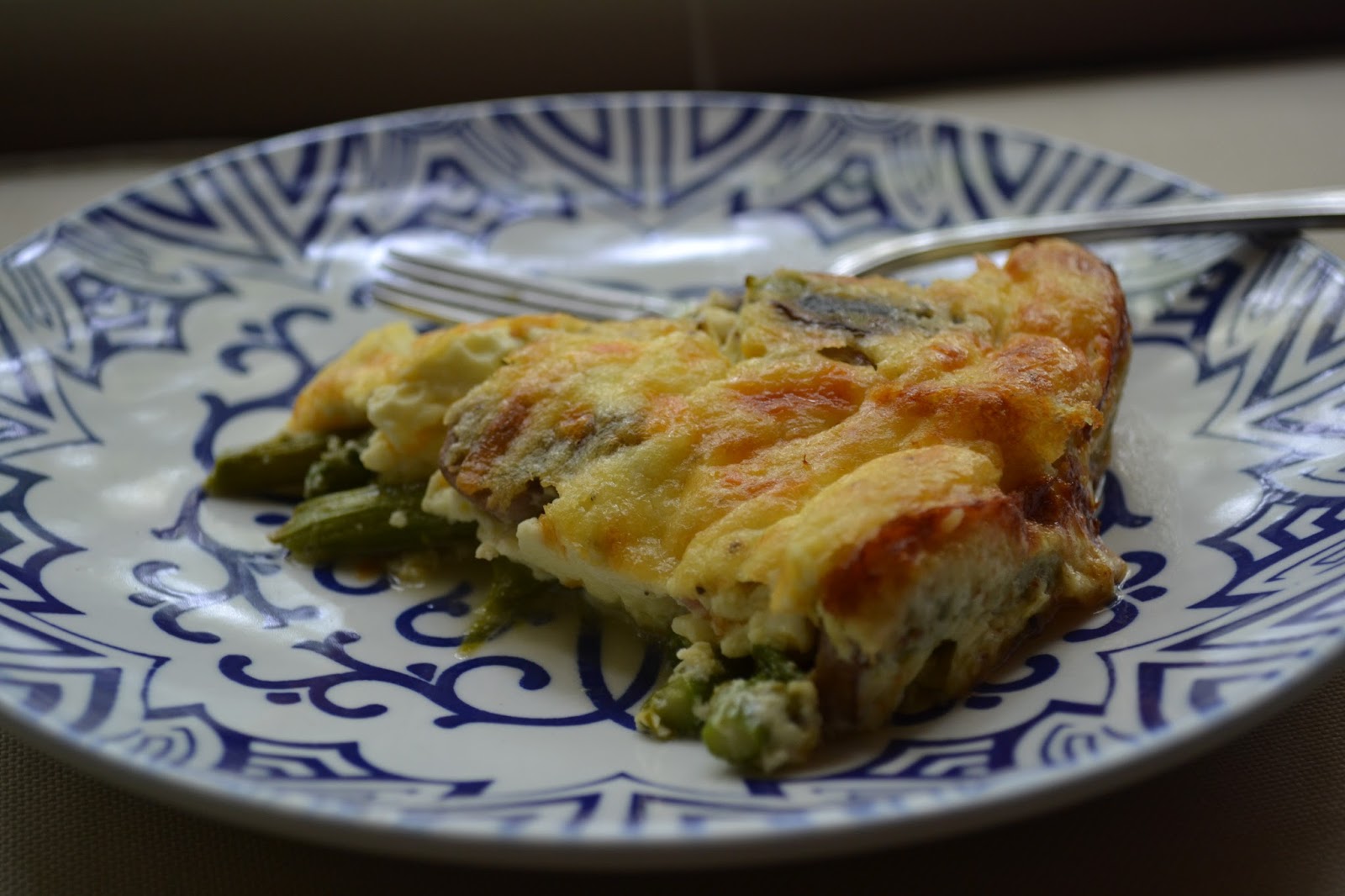 Asparagus Mushroom Bacon Crustless Quiche