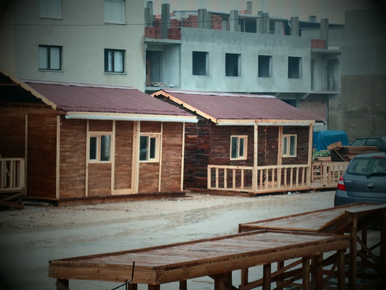 Ahşap ev 32 m2 tomruk ev balkonlu