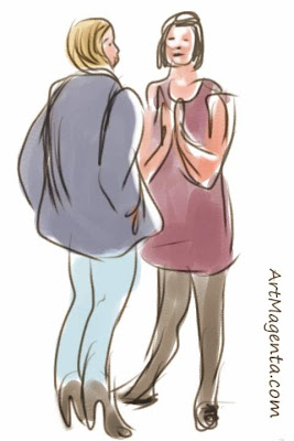 Gossip makes the world go round is a gesture drawing by artist and illustrator Artmagenta fingerpainted on an iphone