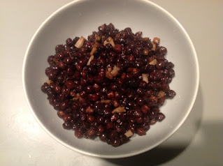 Chick peas and coconut flakes. This dish is very healthy