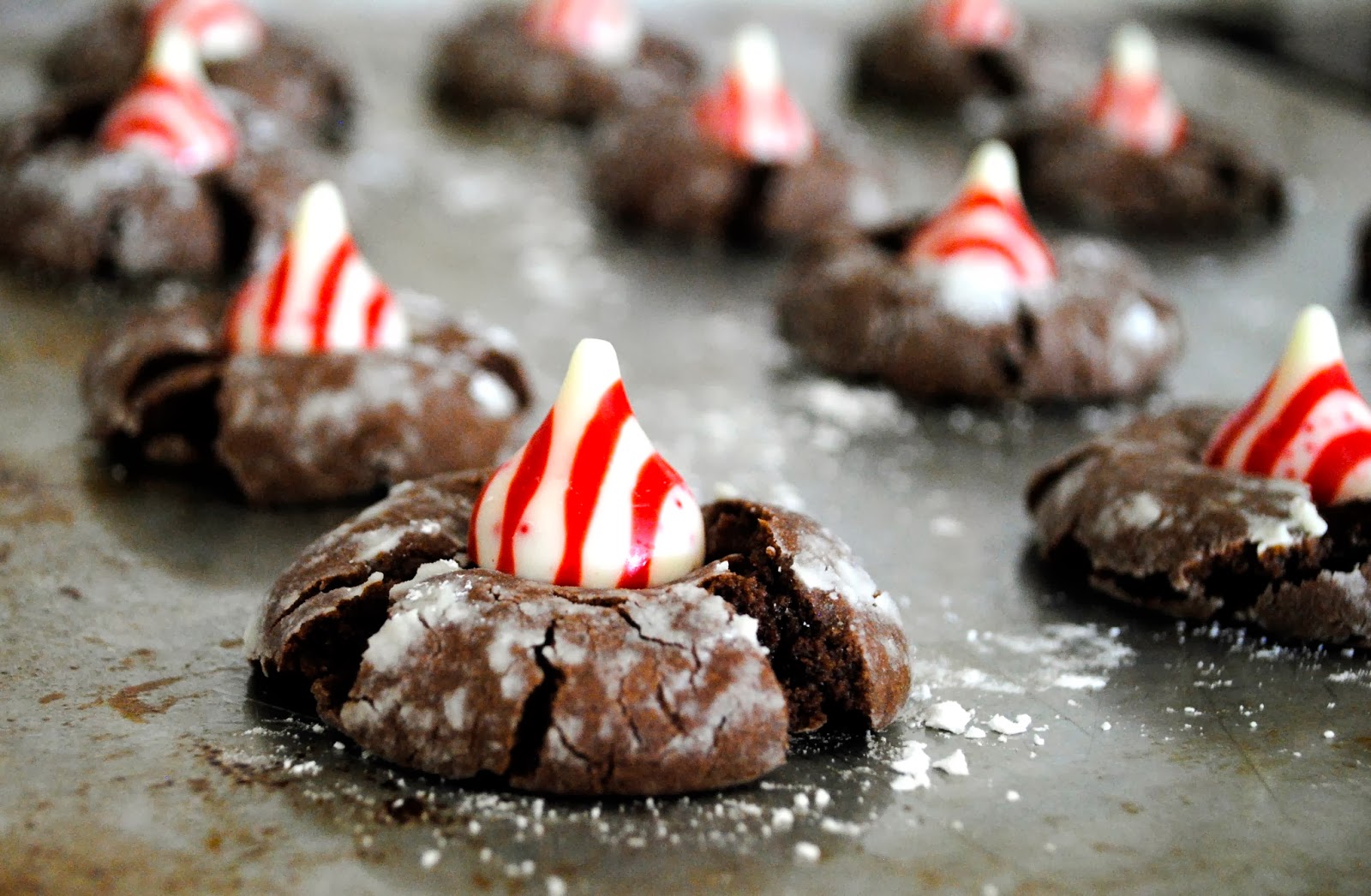 Chocolate Candy Cane Kiss Blossoms