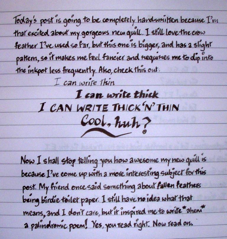 Holy Mackerel!: New Quill + Palindromic Poem