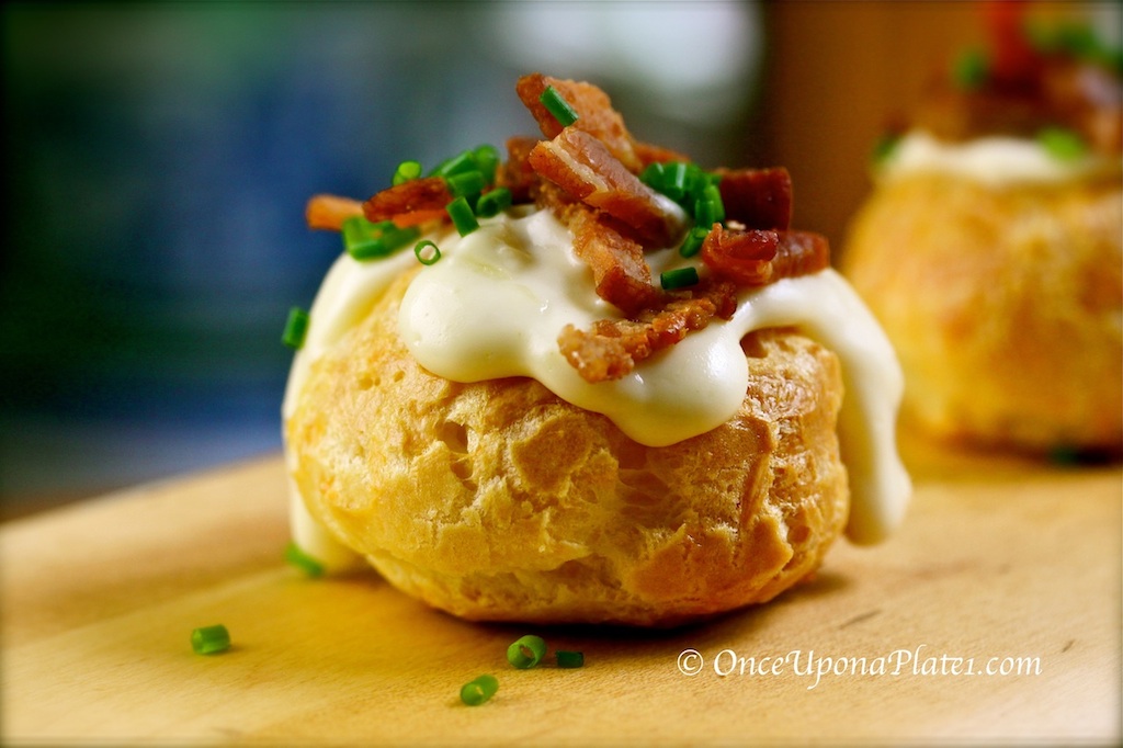 Once Upon a Plate The Recipes Cheese Puffs filled with warm Bacon
