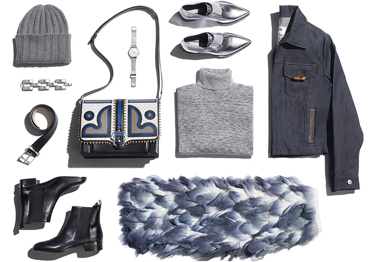 Net-A-Porter outfit, Acne Studios, flat lay Net-A-Porter outfit, Acne Studios, flat lay