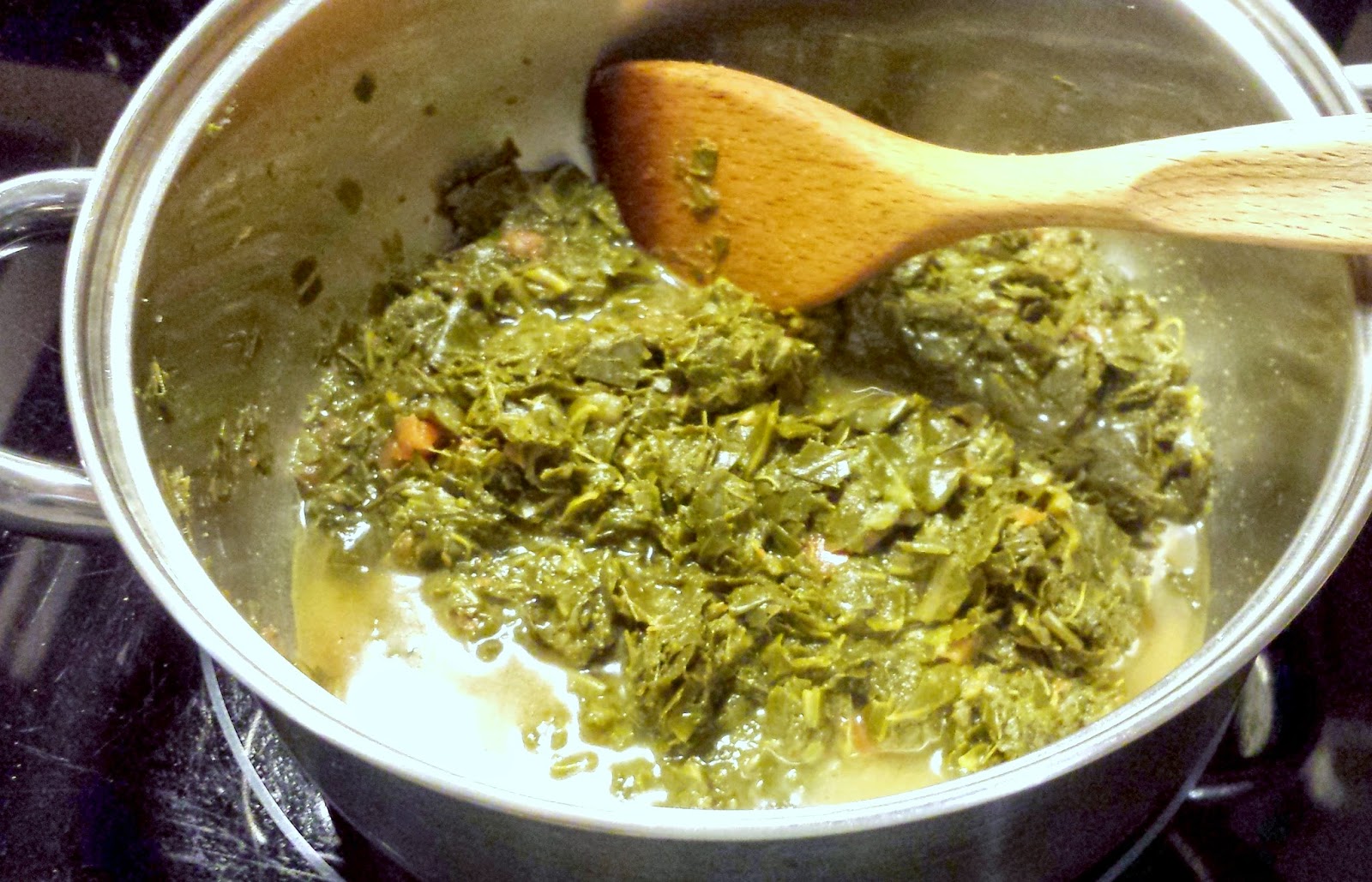 Carrie S. Forbes Cooking fresh collard greens