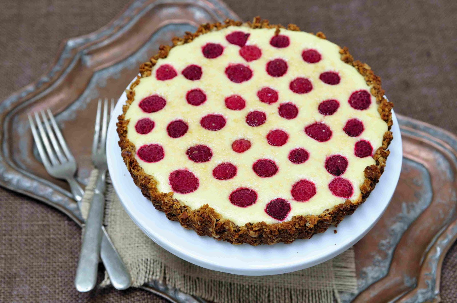 Haniela's Creamy Raspberry Tart with Pretzel Almond Crust