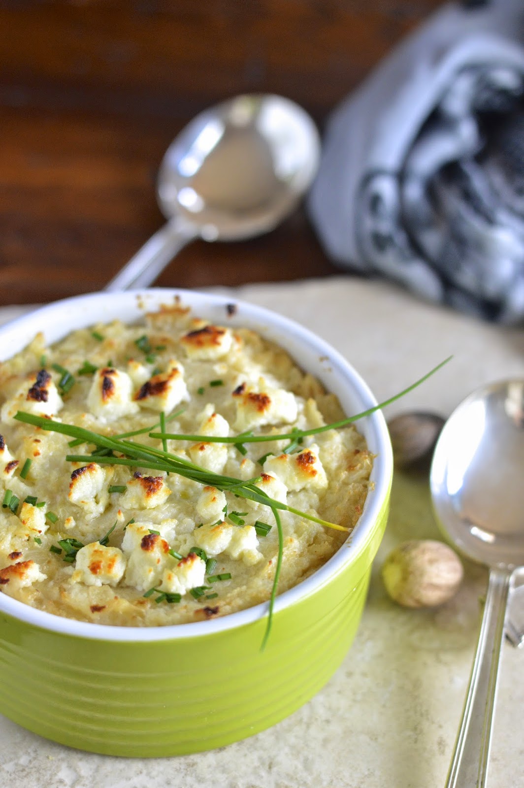 Smashed Cauliflower Gratin with Goat Cheese Virtually Homemade Smashed Cauliflower Gratin
