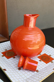Venon Kilns California Orange Art Pottery Jug Pitcher 1940s