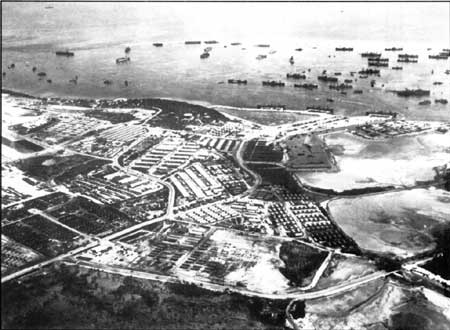 guam ww2 1945 military harbor massive buildup apra marines war naval 3rd choose board