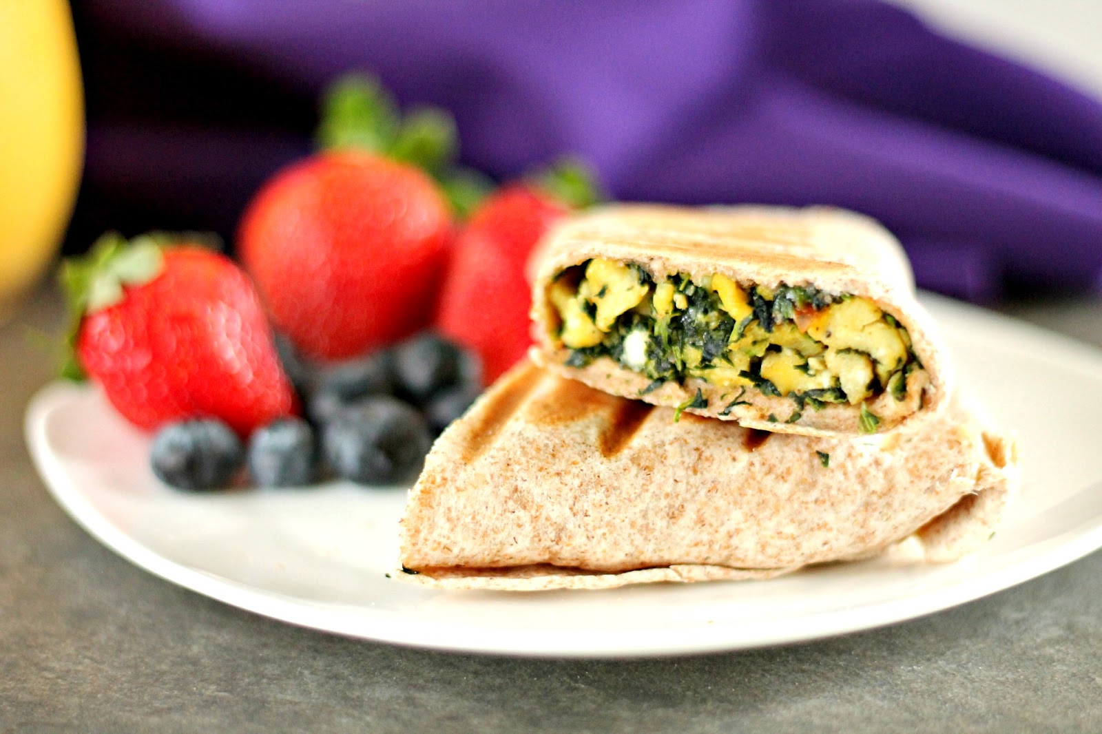 Spinach, Egg and Feta Breakfast Wrap