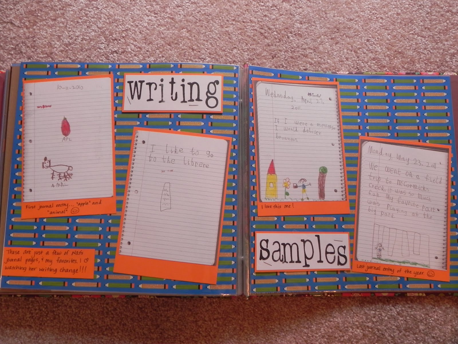 Shady Tree Diary {Scrapbooking Writing & Drawing Samples}