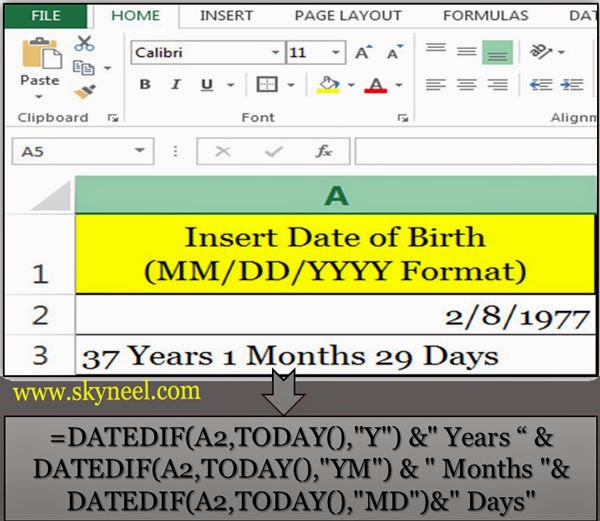 Birthday Calculator Age Excel Formula