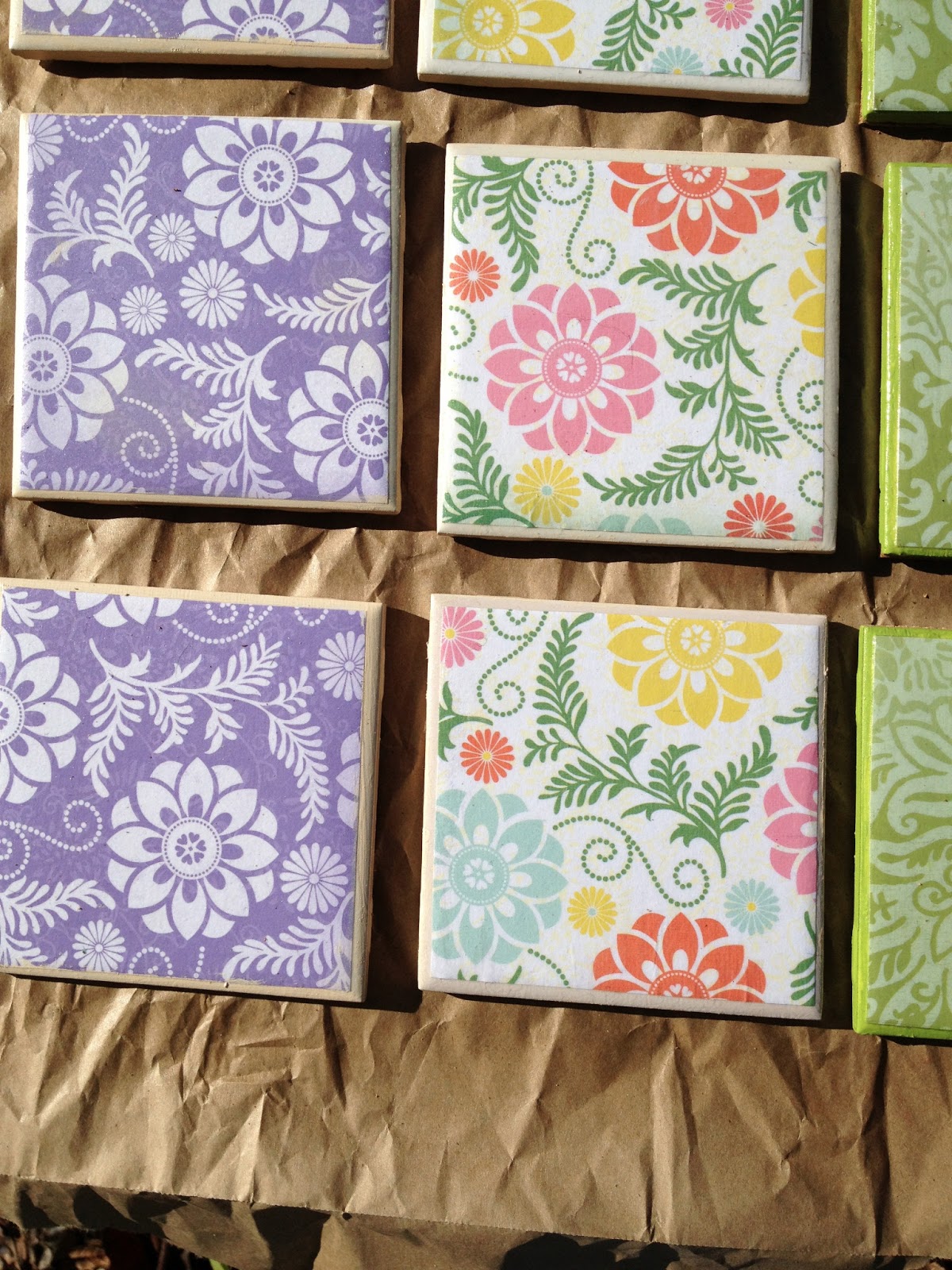 Sarahracha Decoupage tile coasters