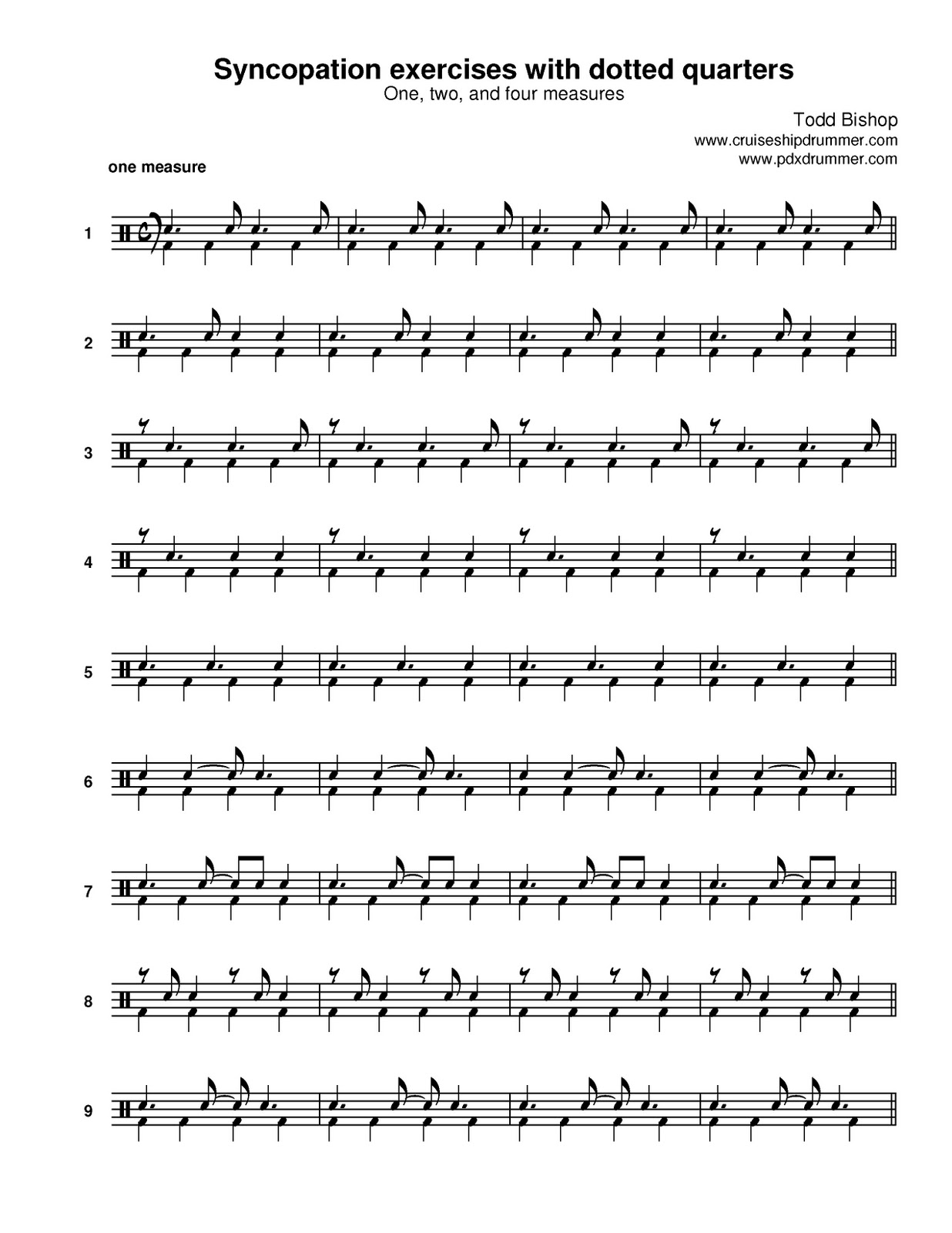 Cruise Ship Drummer!: Syncopation exercises with dotted quarter notes