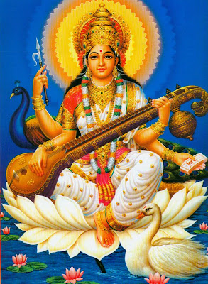Picture of Goddess Saraswati for Vidyarambam Festival
