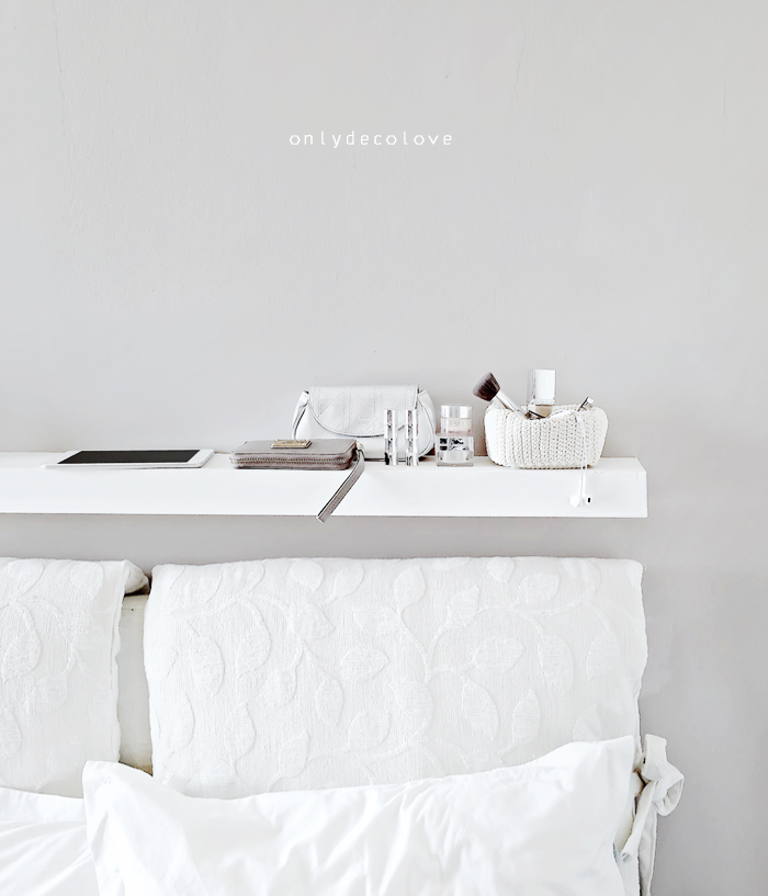Bedroom headboard and above the bed shelf ideas Only Deco Love