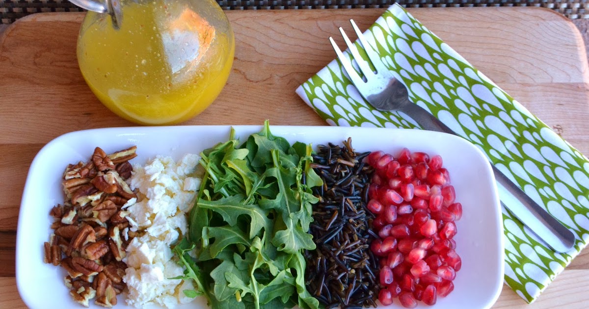 7kidsathome Wild Rice and Arugula Salad with Pecans, Feta, Pomegranate
