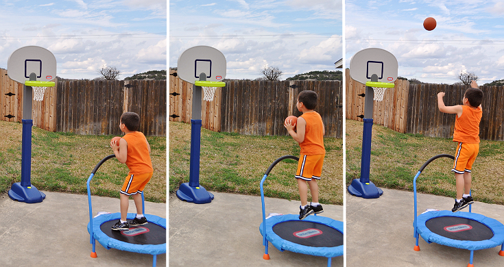 Beat #MarchMadness with a Little Tikes Adjust 'N Jam Basketball Hoop and 3 Foot Trampoline from Toys R' Us! #sponsored