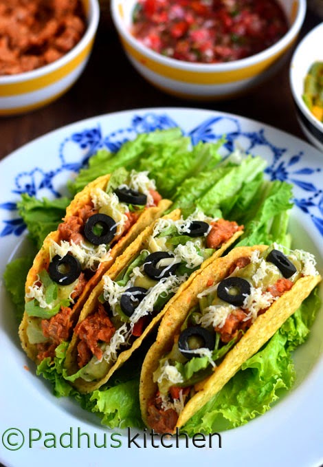 Mexican Tacos Recipe-Vegetarian Mexican Tacos with Refried Beans ...