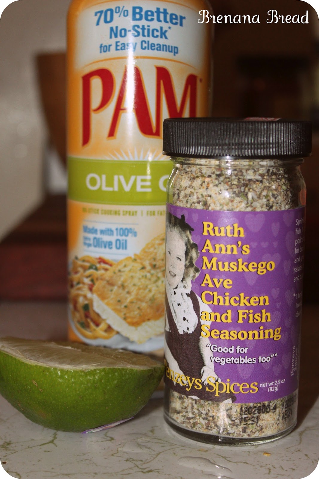 Brenana Bread Peppered Salmon with Lime and Oregano with Steamed