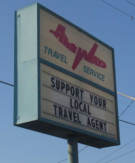 ALLWAYS Travel Agency sign with the word ALLWAYS made into an airplane