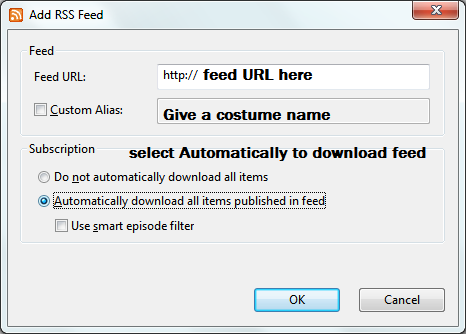 Dialog box to add new feed URL on uTorrent: Intelligent Computing