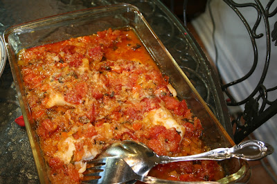 Julia's Cookbook: Baked Haddock with Parmesan/Reggiano Tomato Sauce