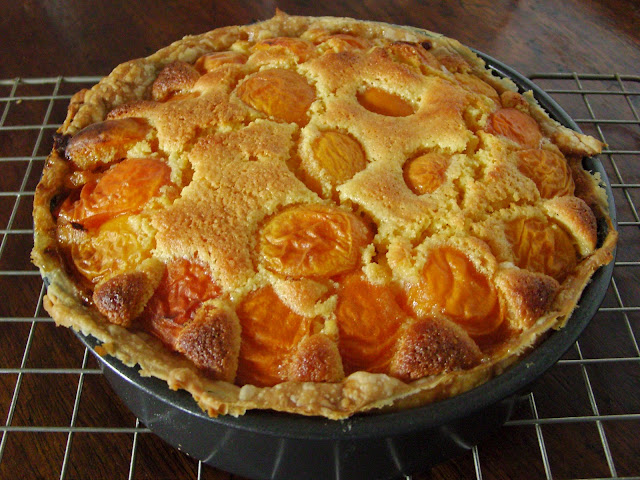 Apricot, almond, rum puff pastry flan