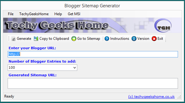 Blogger Sitemap Generator screenshot