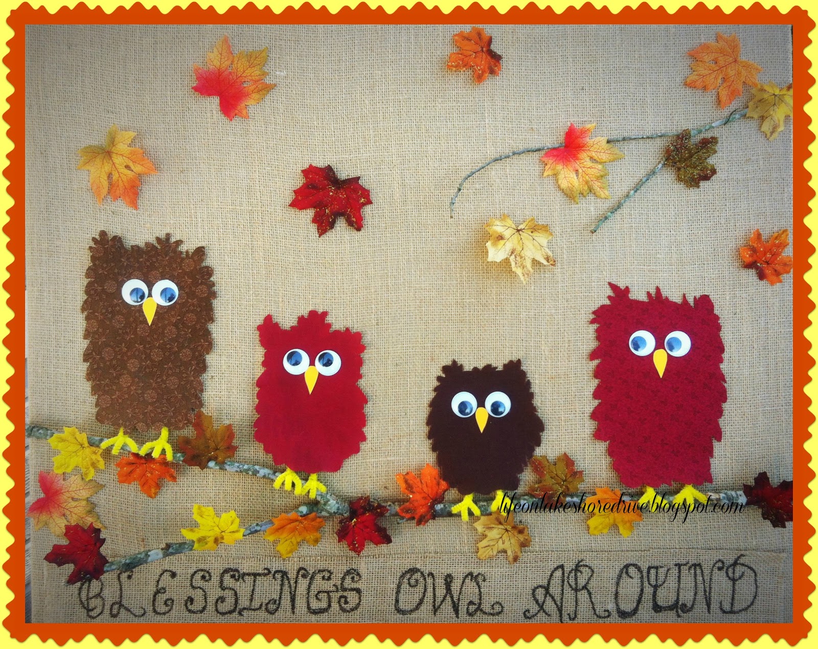 Fabric Owls & Burlap Fall Decor Blessing Reminder Life on Lakeshore Drive