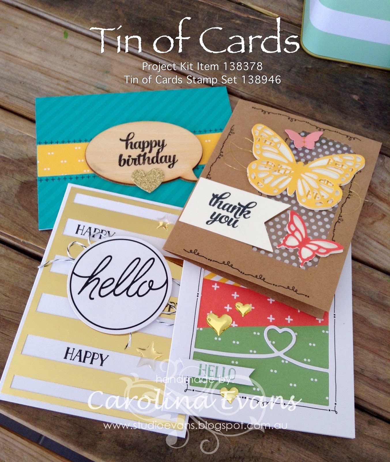 Carolina Evans Stampin' Up! Demonstrator, Melbourne Australia Tin of Cards Project Kit