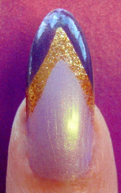 stiletto purple and gold chevron nail designs