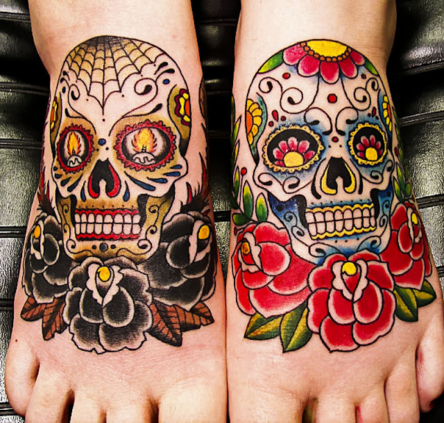 Tatuagens de caveira do dia dos mortos