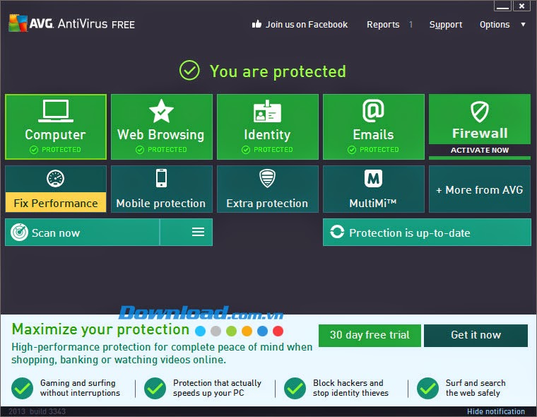  AVG Antivirus Free 2013 phiên bản mới nhất