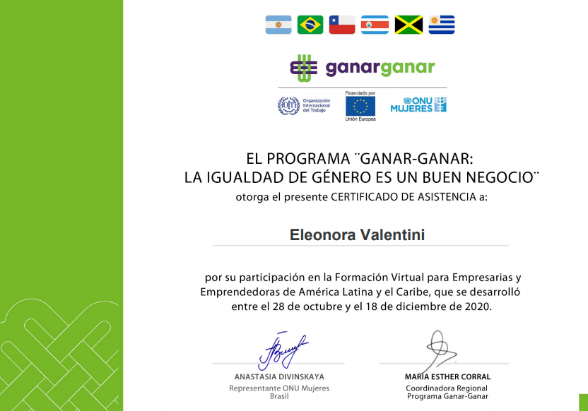 CERTIFICACIÓN DE ONU MUJERES. PROGRAMA "GANAR - GANAR: LA IGUALDAD DE GÉNERO ES UN BUEN NEGOCIO".