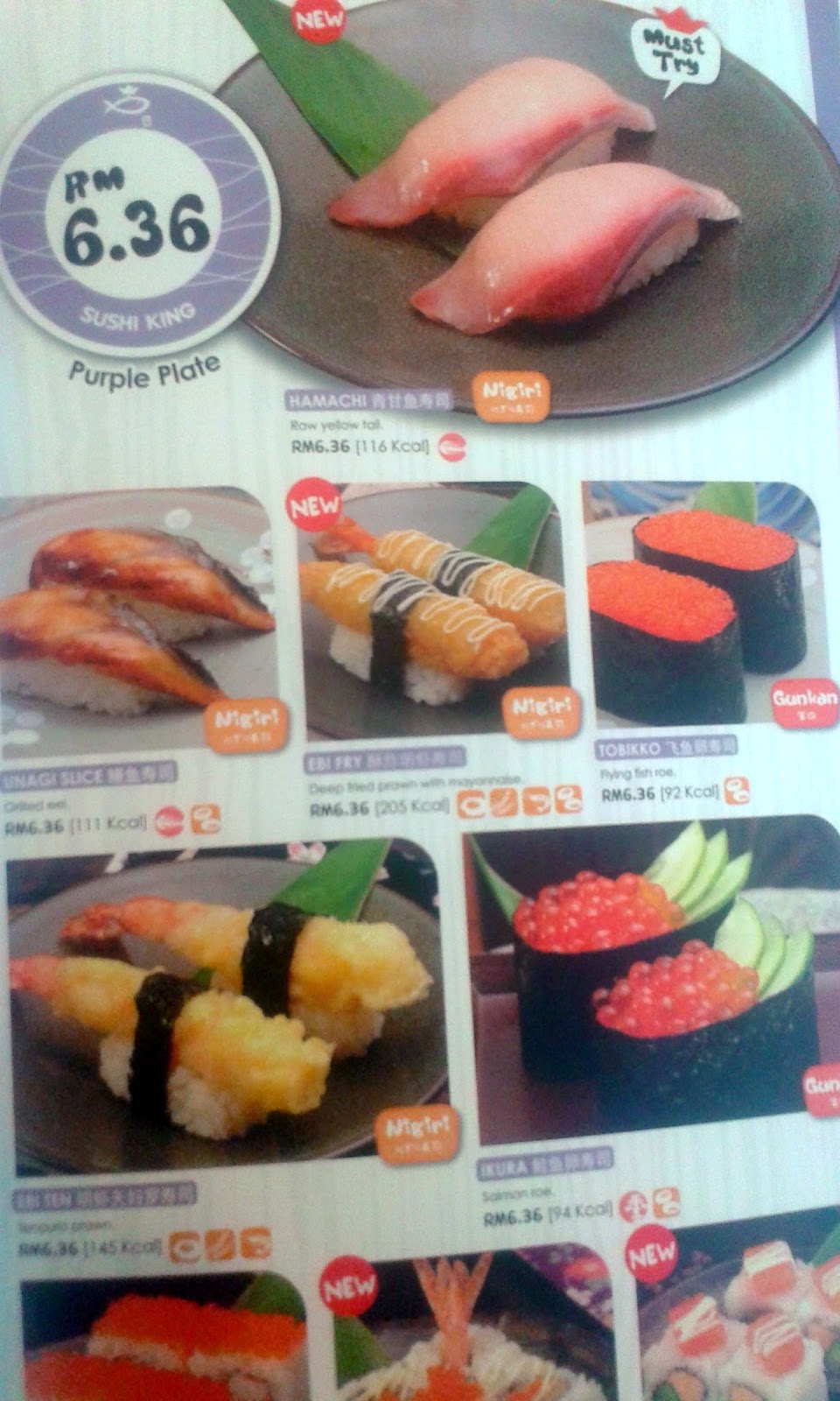 Sushi King Hidangan warna warni yang berkalori sederhana tinggi