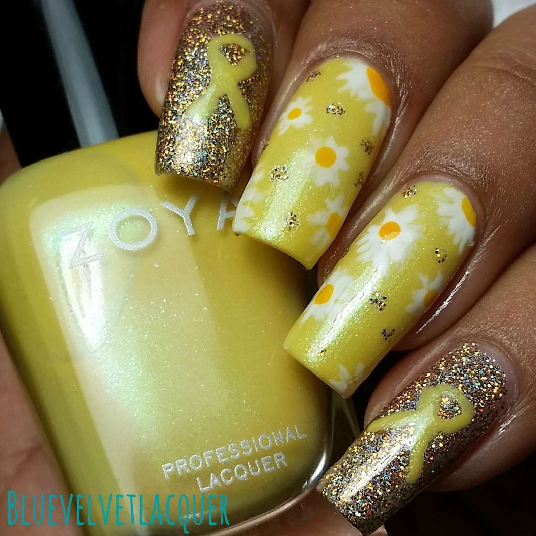 Blue Velvet Lacquer Twinsie Tuesday Endometriosis Awareness Nails