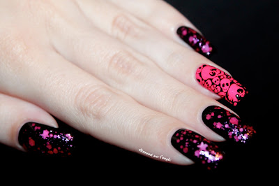 Black and Pink Skulls Nail Art