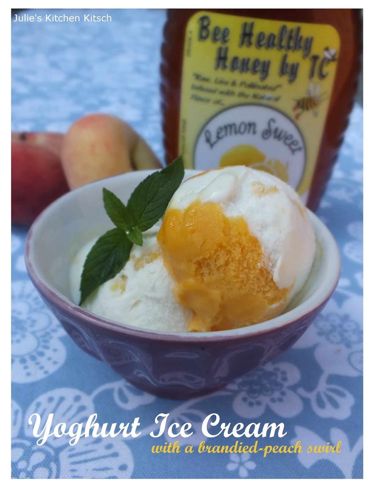 Julie´s Kitchen Kitsch Yoghurt Ice Cream with a brandiedpeach swirl