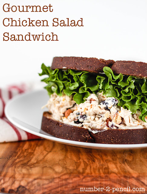 Gourmet Chicken Salad Sandwich with toasted pecan, cranberries and mandarin oranges