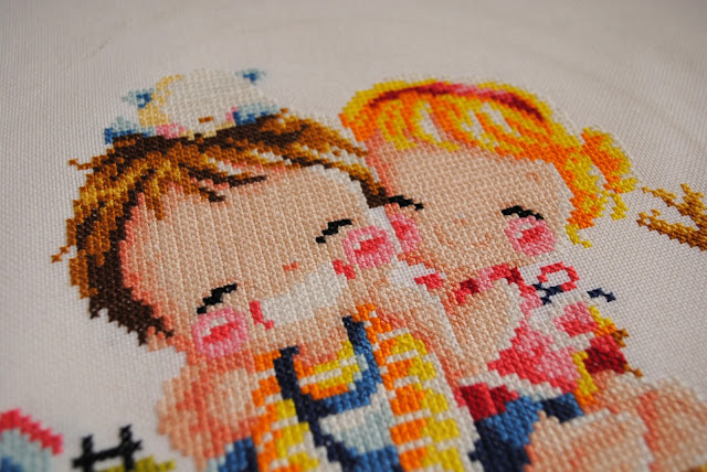 Soda Stitch Harvest of Love Cross Stitch project, work in progress, wip