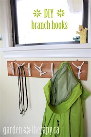 DIY Branch Hooks, by Garden Therapy via I Love That Junk