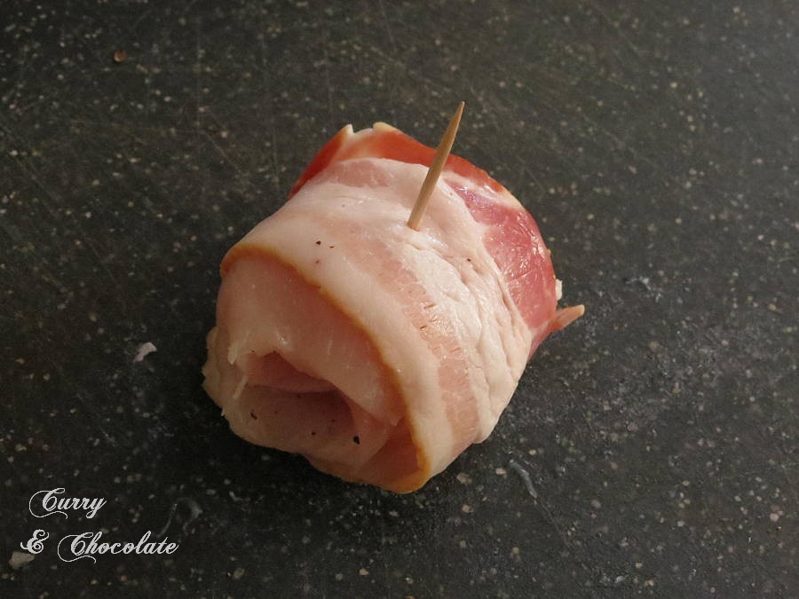Bacon wrapped chicken rolls with cheese and ham Bacon wrapped chicken rolls with cheese and ham