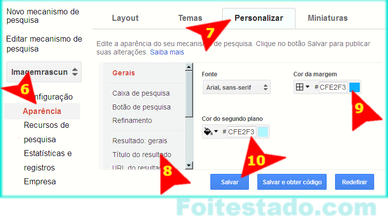 Personalizar mecanismo de busca google de sites e blogs